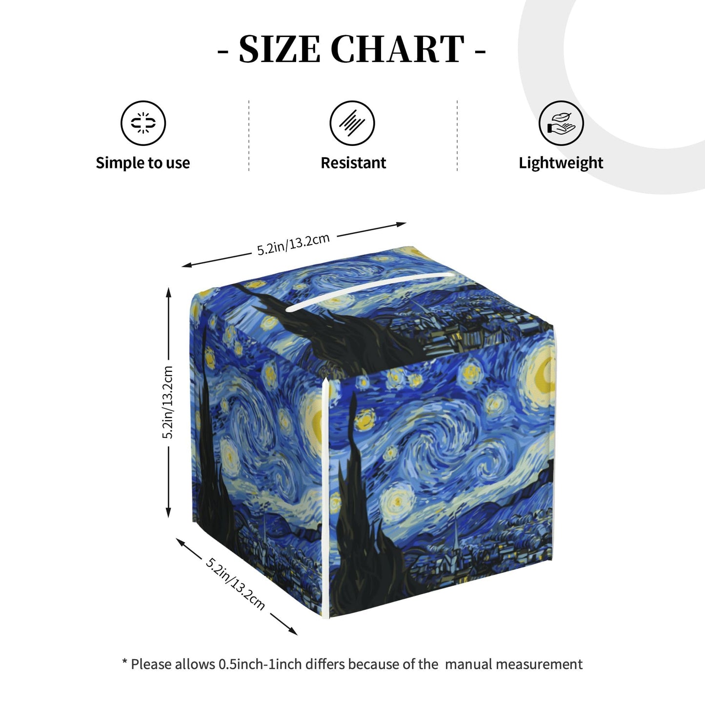 POIUBLE Starry Night Tissue Box Cover Leather Tissue Box Holder Square Facial Paper Organizer Dispenser for Bathroom Kitchen Bedroom Vanity Countertop Night Stands