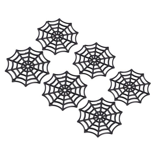 DECHOUS 50Pcs Plastic Spider Webs: Black Small Spider Webs Plastic Halloween Ornaments 1.9 Inch Cobwebs Decor for Indoor Outdoor Halloween Hanging
