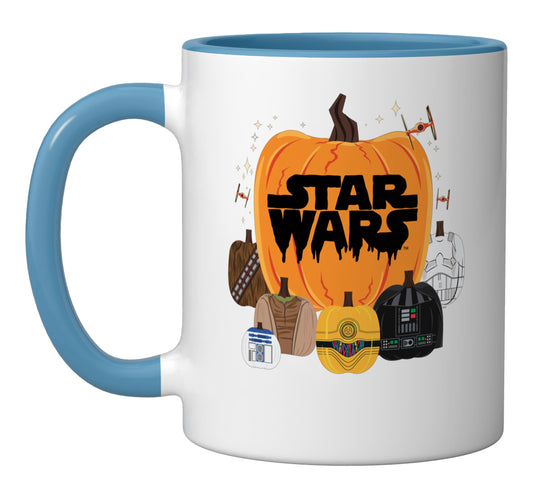 Star Wars Halloween Pumpkin Characters Group Ceramic Mug, Blue/White