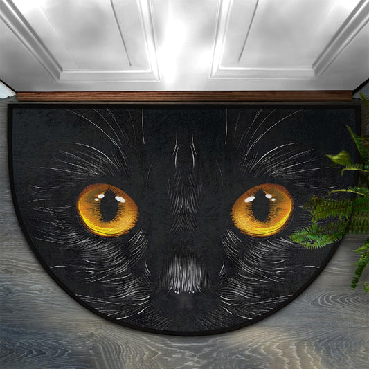 XZXFSYJH Black Cat Half Round Door Mat Non Slip Half Circle Rugs