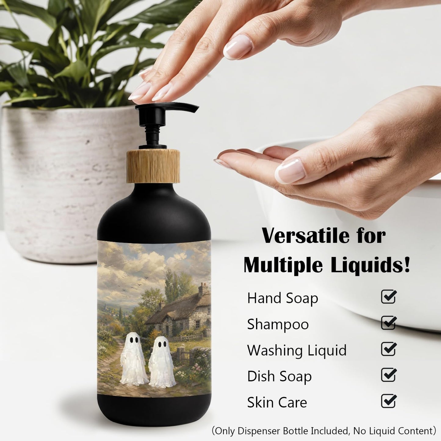 Stelloriellea Rustic Ghost Halloween Glass Soap Dispenser with Pump