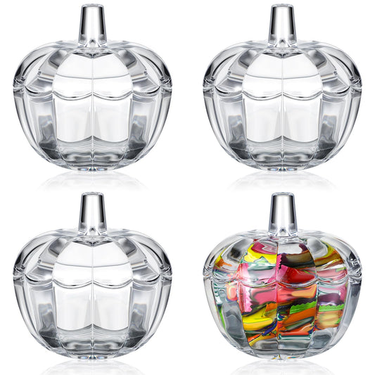Tanlade 4 Pcs Glass Pumpkin Candy Jar Thanksgiving Candy Bowl Jars with Lids Pumpkin Container with Cover Transparent Target Glass Dish for Thanksgiving Home Party Wedding Decoration