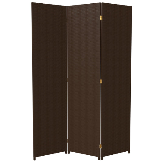Red Lantern 6 ft. Tall Woven Fiber Room Divider, 3 Panels, Dark Mocha