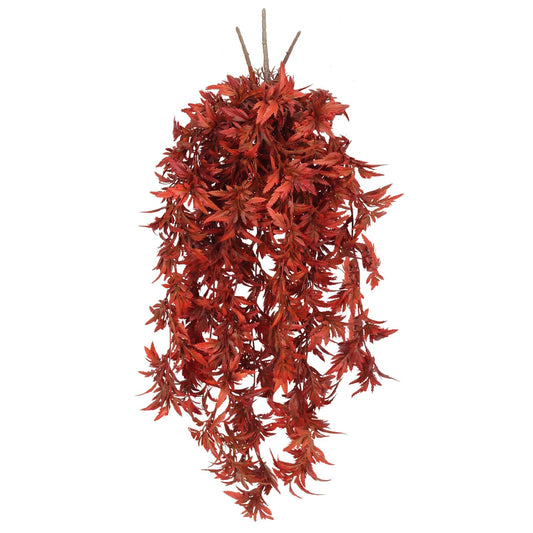 RECUTMS Hanging Fake Fall Maple Leaves 3Pcs Artificial Hanging Wall Plant Faux Autumn Leaves Plastic Foliage Greenery for Thanksgiving Vintage Halloween Festive Shelf Home Indoor Outdoor Decor(Orange)