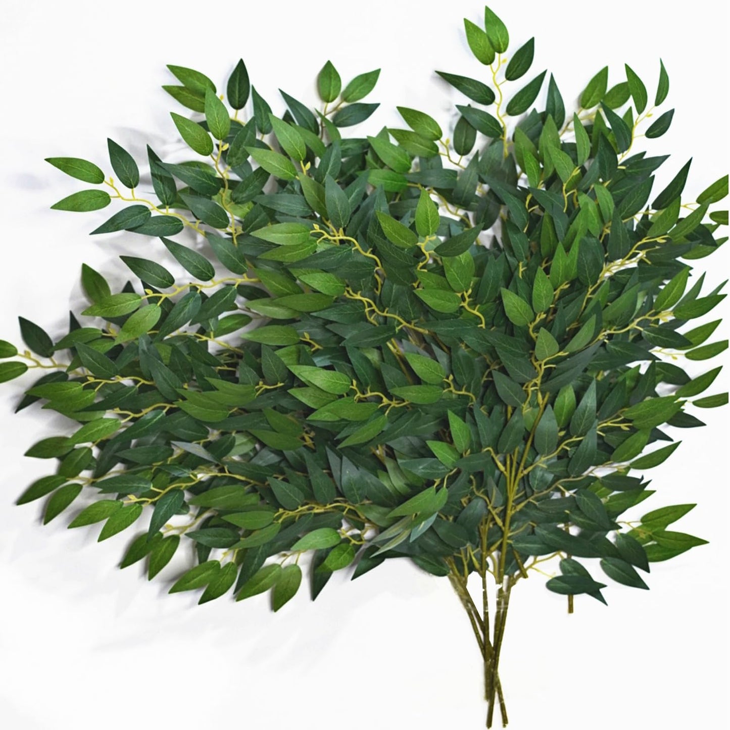 Ardemiy 8pcs Italian Ruscus Artificial Leaves with Stems, Green Silk Leaf Wedding Arch Greenery Filler for Flower Arrangements, Faux Foliage Greenery Stems