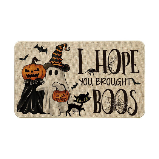 Artoid Mode Ghost Pumpkins Cat Halloween Doormat, I Hope You Brought Boos Spider Web Home Decor Low-Profile Switch Rug Door Mat Floor Mat for Indoor Outdoor 17x29 Inch
