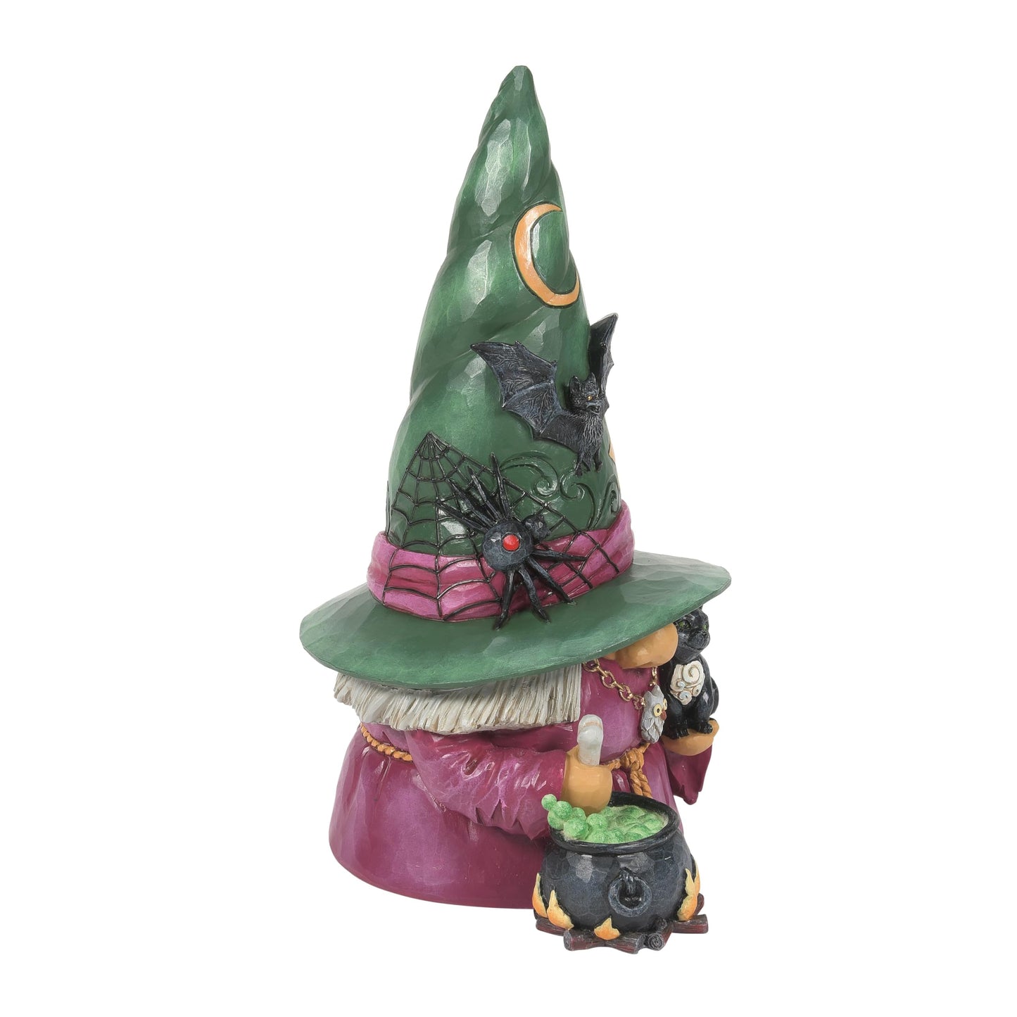 Enesco Jim Shore Heartwood Creek Halloween Collection Witch Gnome with Cauldron and Cat Figurine- Stone Resin Hand Painted Crafted Collectible Gnomes Halloween Figurines Home Decor Statue, 7.68 Inch