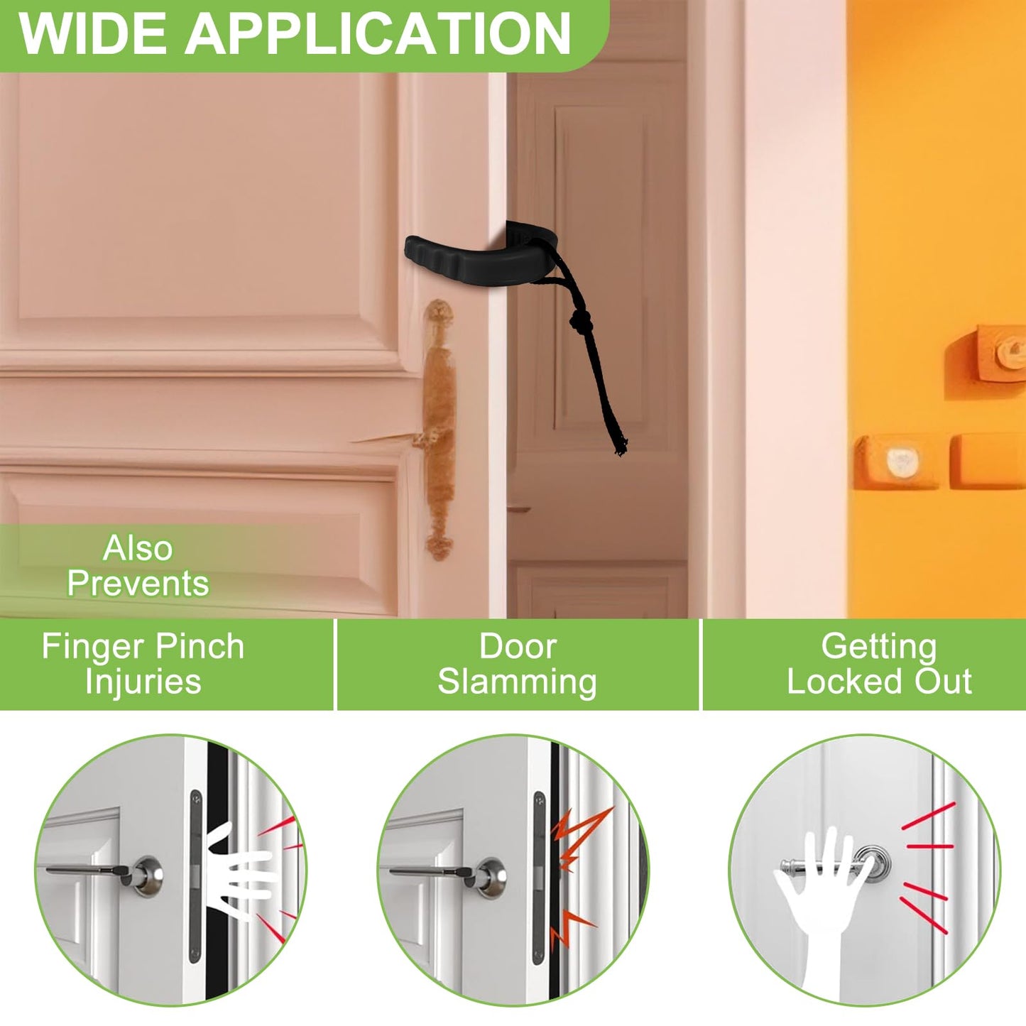 Briwooody 8 Pcs First Responder Door Stops Tactical Police Door Stopper Jam with Nylon Cord Attachments for Law Enforcement Emergency Medical Services Firefighter Accessories (Black)