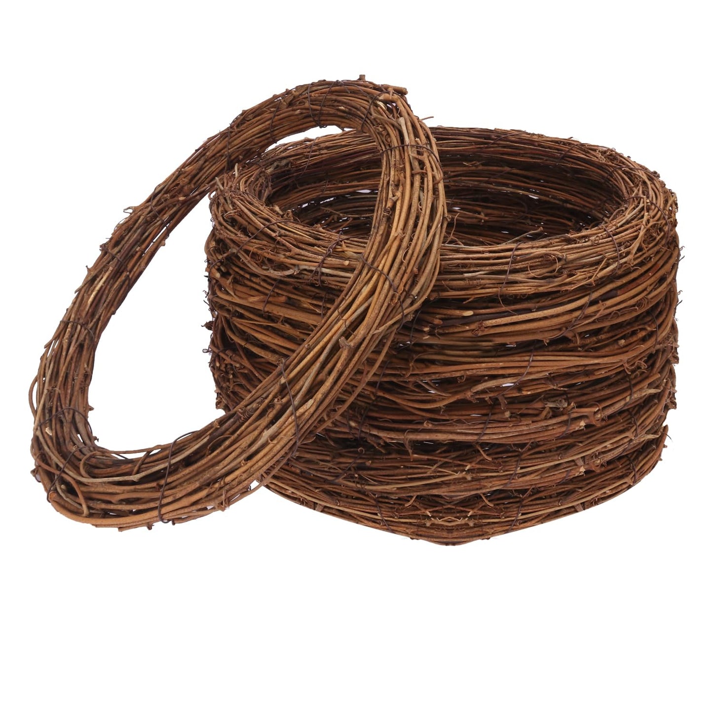 KUKLIPJIM 7 Pcs 12 Inch Natural Grapevine Wreath Set, Hand-Woven Vine Branch Wreaths for DIY Crafts, Christmas Decorations, Home & Event Styling(Brown)