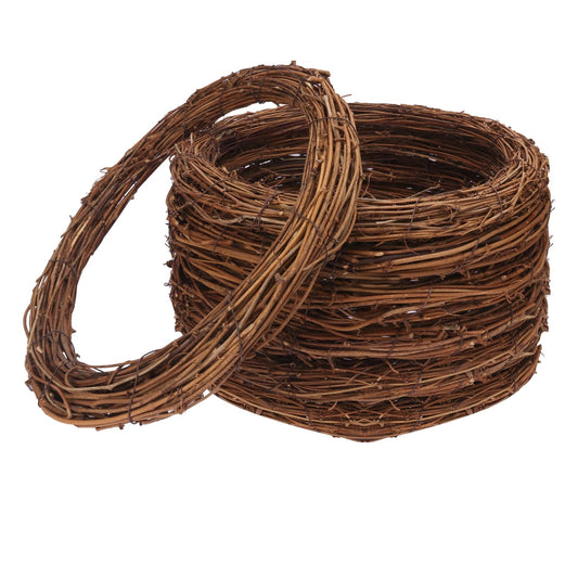 KUKLIPJIM 7 Pcs 12 Inch Natural Grapevine Wreath Set, Hand-Woven Vine Branch Wreaths for DIY Crafts, Christmas Decorations, Home & Event Styling(Brown)