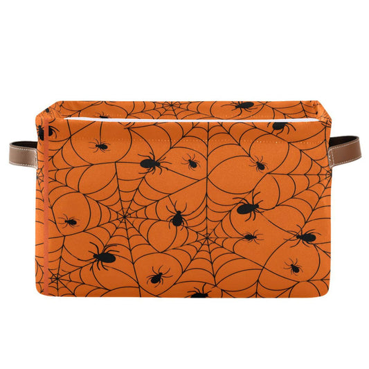 ALAZA Halloween Spiderweb Orange Foldable Storage Box Storage Basket Organizer Bins with Handles for Shelf Closet Living Room Bedroom Home Office 1 Pack