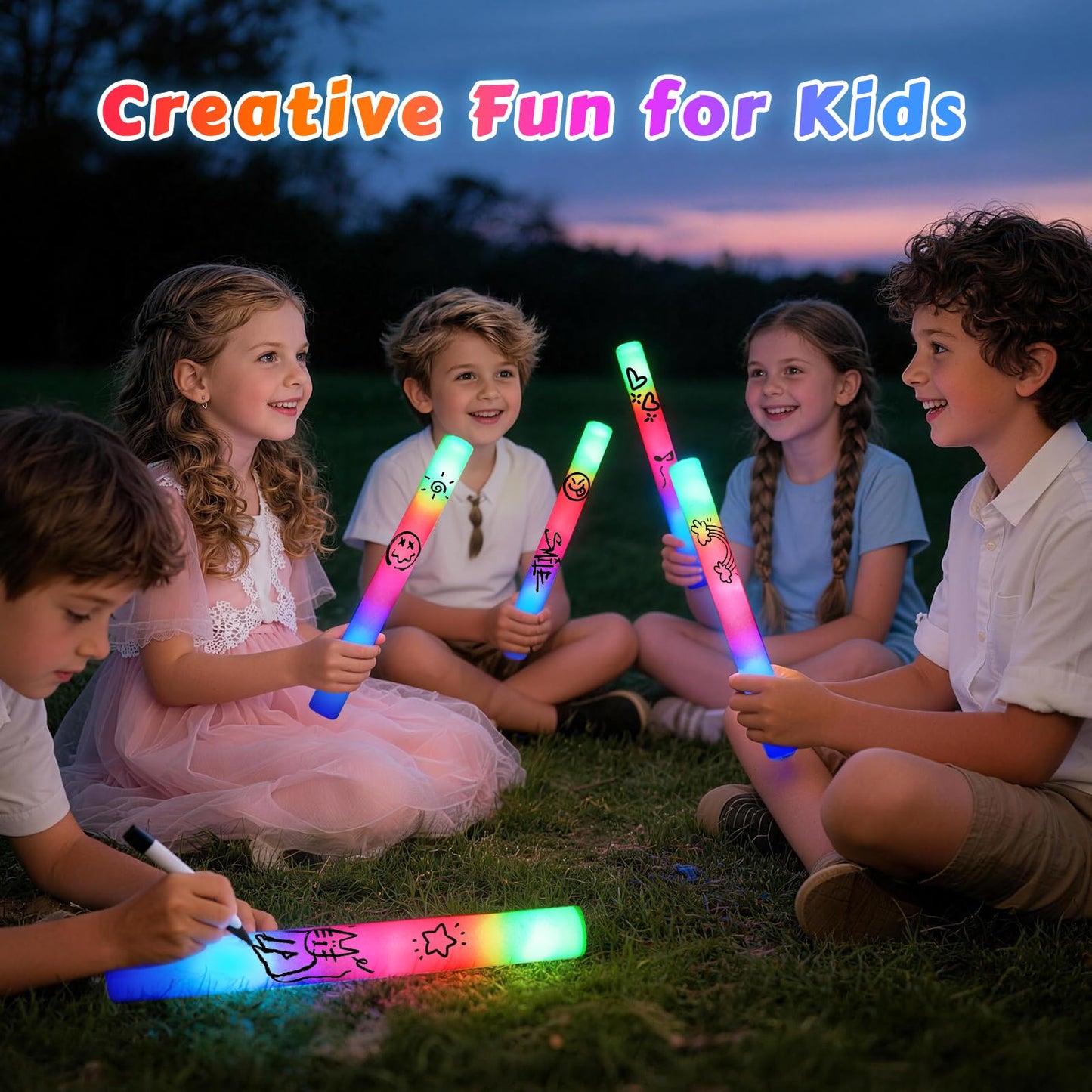 SHQDD 235PCS Foam Glow Sticks Bulk, Light up in the Dark Party Supplies with 3 Colorful Flashing Modes, Glow Party Pack for Wedding, Birthday, Concert, New Year, Halloween, Christmas,Carnival