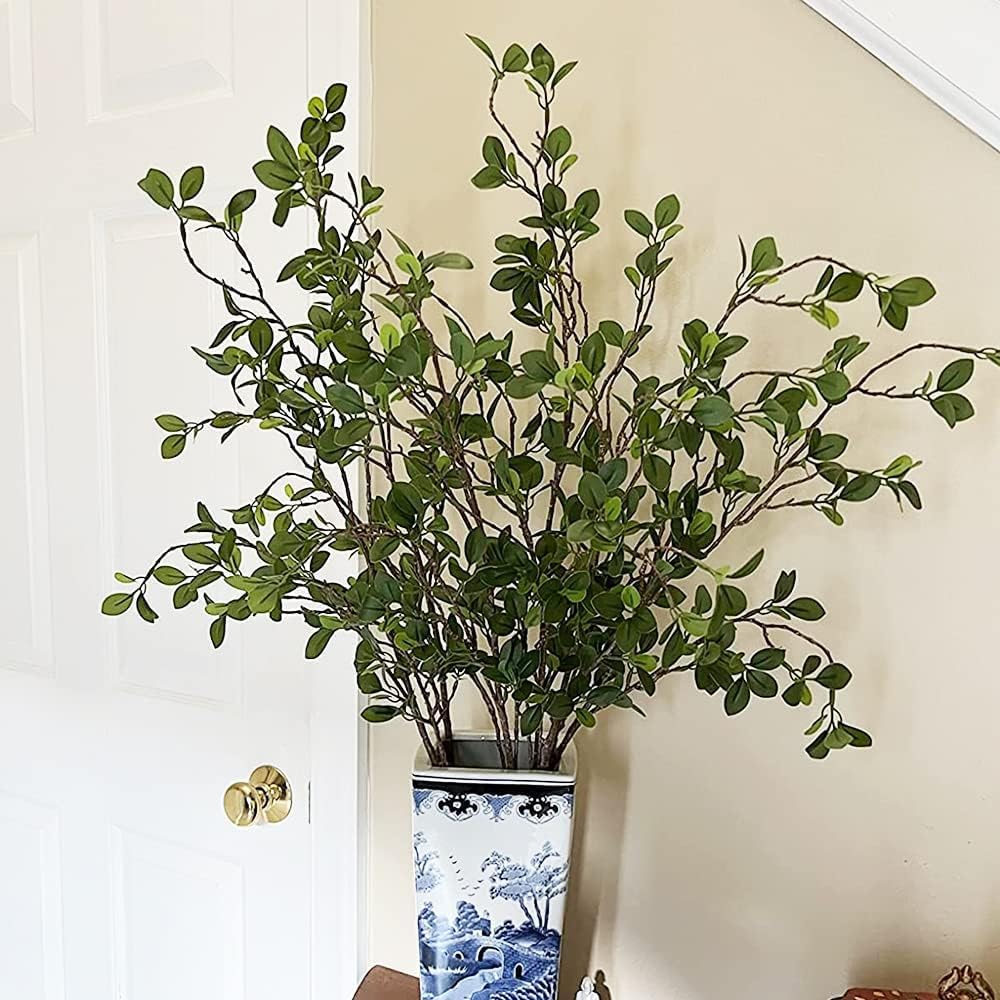 Antspirit 3pcs Faux Stems Artificial Branches for Vase Artificial Stems Artificial Greenery Stems Faux Green Stems Artificial Eucalytus Branches Fake Stems(42"/Each Branch)