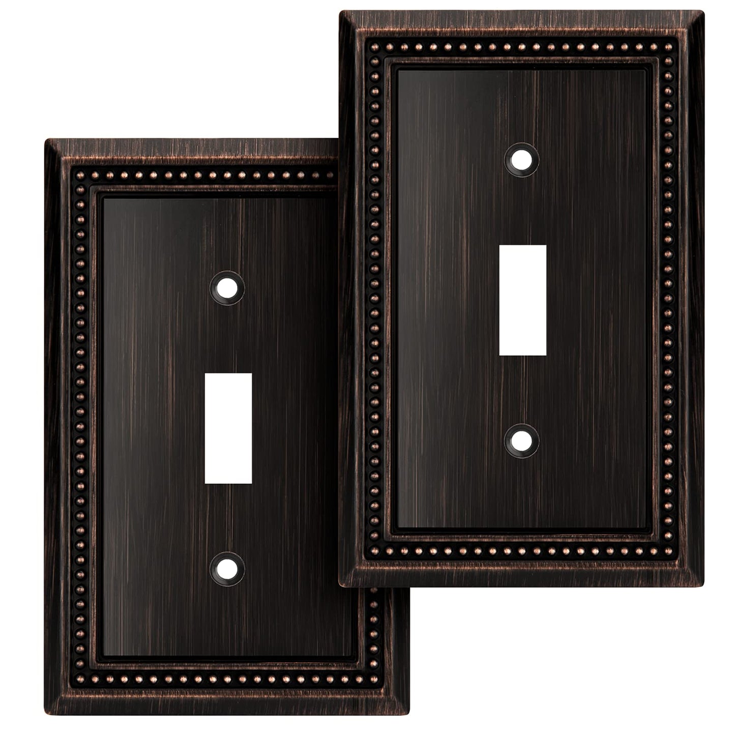 Henne Bery Sunken Pearls Heavy Duty Decorative Wall Plate Switch Plate Outlet Cover (Single Toggle, 2 Pack, Aged Bronze)