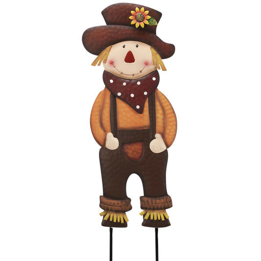 TERESA'S COLLECTIONS Fall Decor for Outdoor Home, Scarecrow for Garden Metal Stakes for Fall Decorations, Autumn Decor for Thanksgiving Decorations, Brown Harvest Yard Signs for Home Lawn Patio, 24"