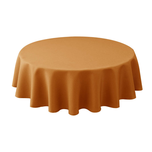 Biscaynebay Fall Tablecloth Textured Fabric Round Table Cloth 60" for Tables diameters from 28" to 48", Bronze Thanksgiving Autumn Harvest Water Resistant Fabric Table Cover for Kitchen, Dining, Party