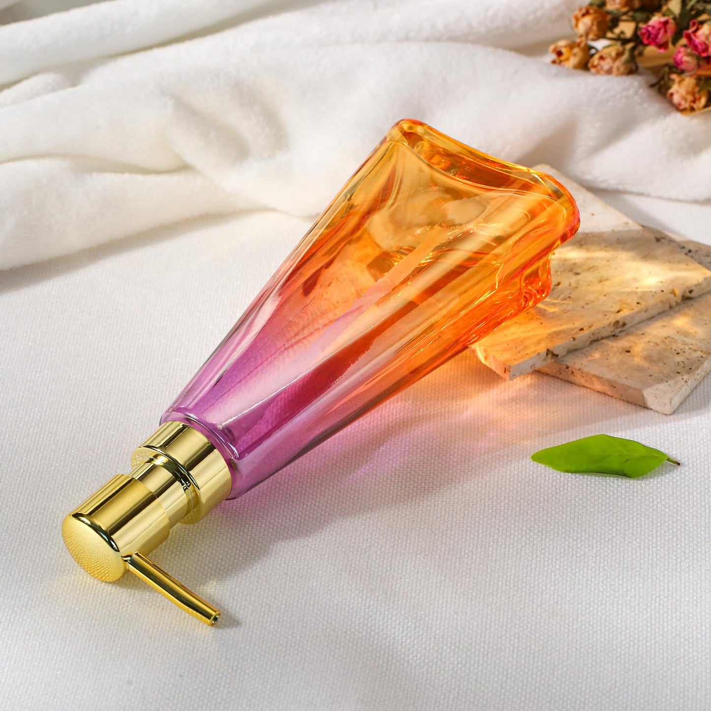 YunNasi Soap Dispenser with Pump, Refillable Liquid Hand Soap Dish Soap Dispensers for Bathroom Counter, Kitchen Sink (PurpleOrange)