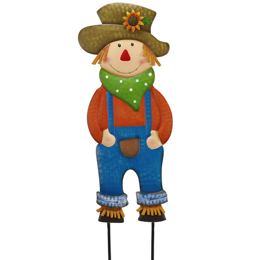 TERESA'S COLLECTIONS Fall Decor for Outdoor Home, Scarecrow for Garden Metal Stakes for Fall Decorations, Autumn Decor for Thanksgiving Decorations, Blue Harvest Yard Signs for Home Lawn Patio, 24"
