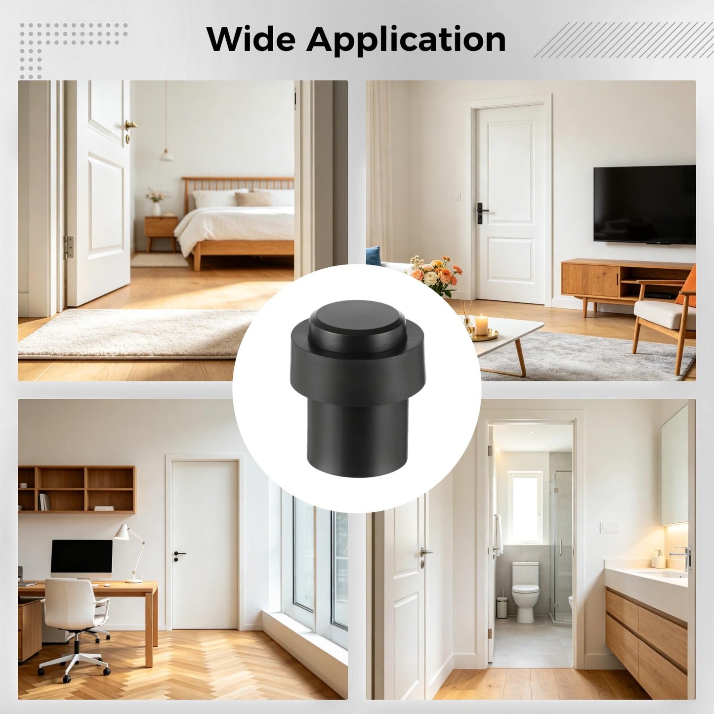 Skdqiee 4 Pcs Stainless Steel Door Stoppers, Floor Mount Door Stopper with Thickened Rubber Buffer, Anti-Collision Block Wall Protector for Home or Office Doors