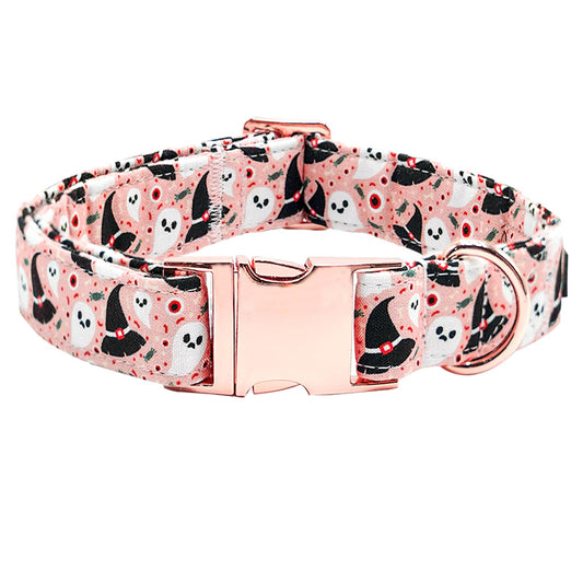 Bobo Rainbow Dog Collars, Halloween PetFall Dog Collar Ghost Print Pet Collar Durable Metal Collars Cute Soft Dog Boy Girl Adjustable Puppy Collar for X-Large Dogs
