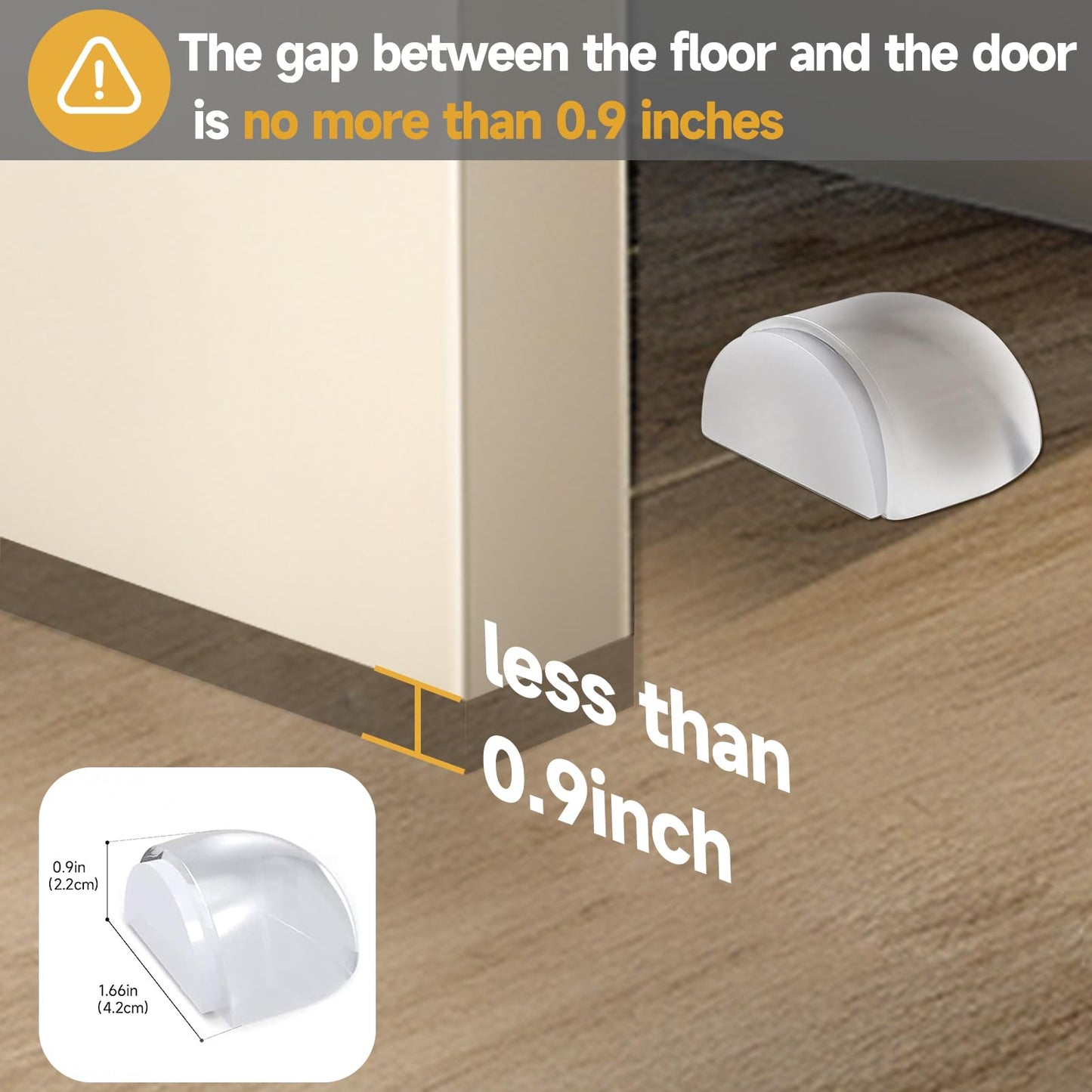 HAUSPROFI Doorstop, Self-Adhesive Door Stopper for Wall Protection Door Buffer Floor Stop for The Home and Office Wall Protector - Clear 4pcs，L:1.66,W:1.57,H:0.9(inch)