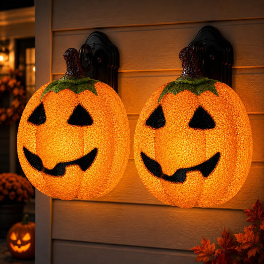 AISENO 2PCS Pumpkin Porch Light Cover Halloween Decorations Outdoor Garage Lights Large Light Fixtures Cover