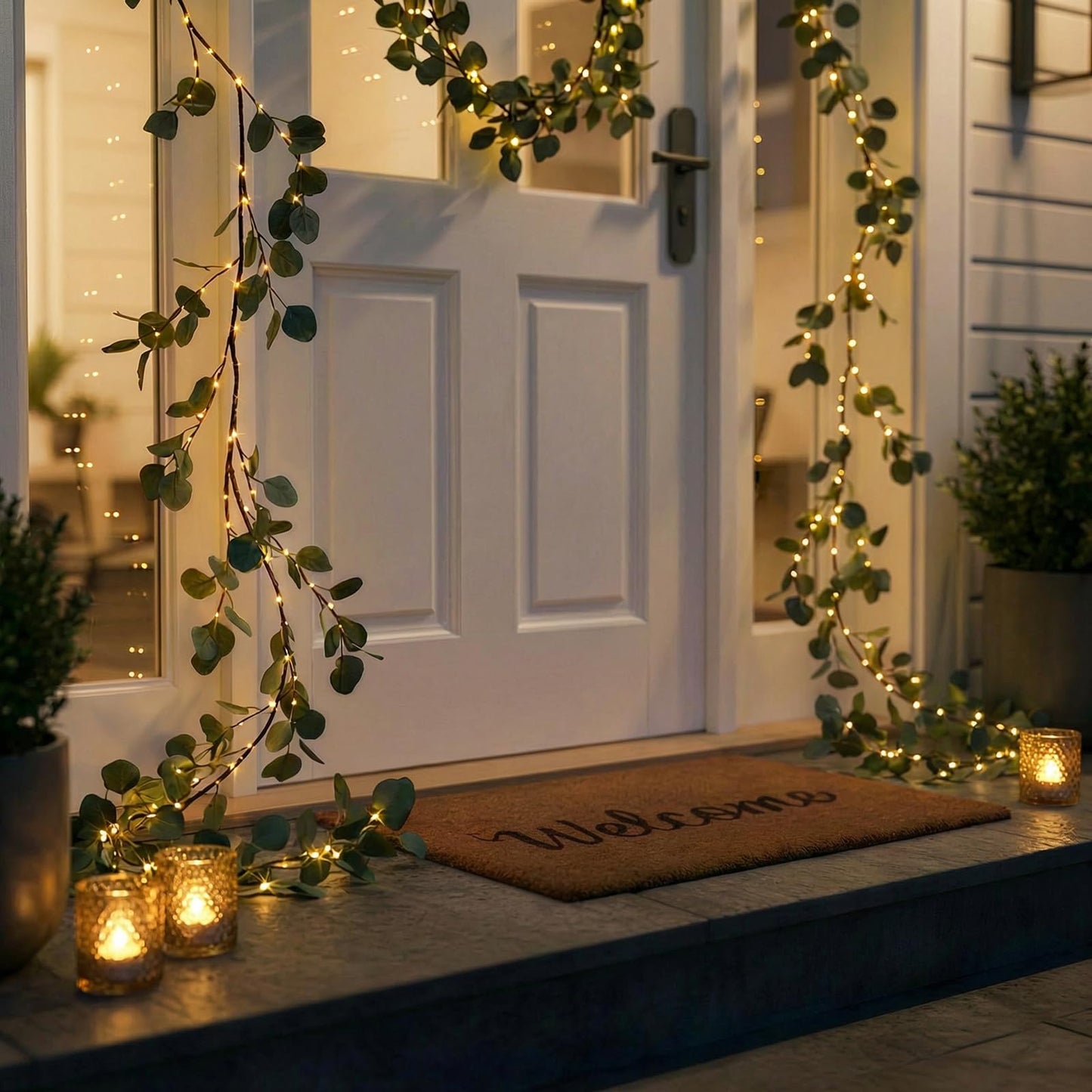 6FT Fairy Light Olive Vine Garland with Timer, 2 Pack – Pre-Lit Artificial Olive Branch Decor with Warm LEDs, Battery Operated Twinkling Tree Lights for Fireplace, Table, Holiday & Everyday Home Decor