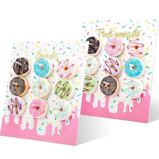 Yerliker 2 Pieces Donut Display Stand, Reusable Donut Holder Board, Party Wall Bagel Boards for Christmas Wedding Birthday Treat Holiday Gathering Parties (13.78 x 9.84 inches)
