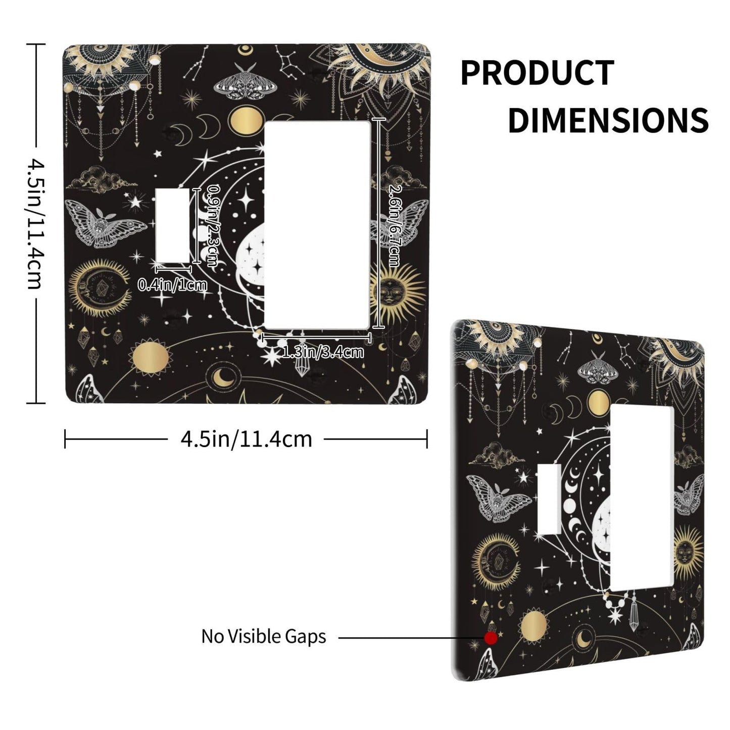White Cat Tarot Moon Phases Moth Celestial Gothic Outlet Covers 1 Toggle 1 Rocker Combination Decorative Wall Plate Electrical Switch Plates Light Switch Cover Plate for Kids Room Bedroom Decor