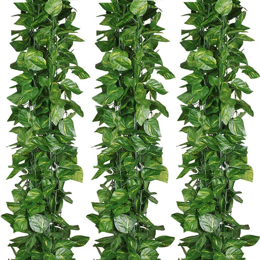 ZWYOQI 84 feet Artificial Vines Greenery Garland Fake Hanging Leaves Faux Foliage Plants for Wedding Party Garden Home Kitchen Office Wall Decorations (Scindapsus/12 Strands)