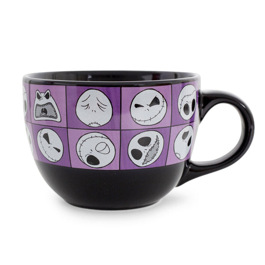 Nightmare Before Christmas Disney The Jack Expressions Ceramic Soup Mug | Bowl For Ice Cream, Cereal, Oatmeal | Large Coffee Cup For Espresso, Caffeine | Home & Kitchen Essentials | Holds 24 Ounces