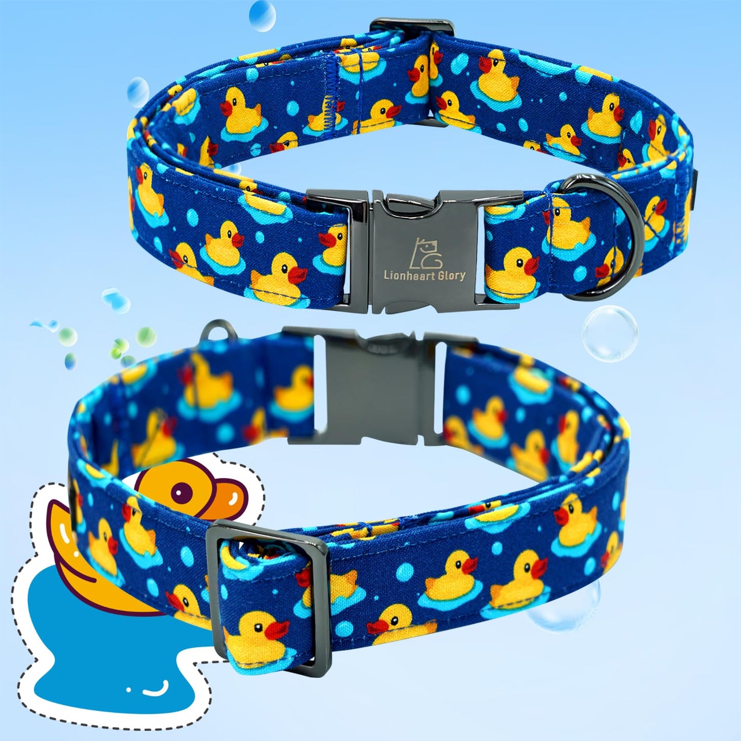 Lionheart glory Dog Bow Collar Ducky Pattern Cute Boy Collars for Small Dogs,Soft Duty Adjustable Dog Collar with Bowtie Spring Summer Puppy Collars Bows Pet Gift