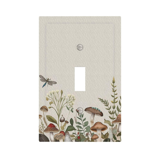 JDAKHD 70s Vintage Plant Mushroom Leaves Light Switch Cover Plate 1 Gang Decorative Wall Plate Single Toggle Outlet Switch Faceplate Cover Bathroom Bedroom Kitchen Decor