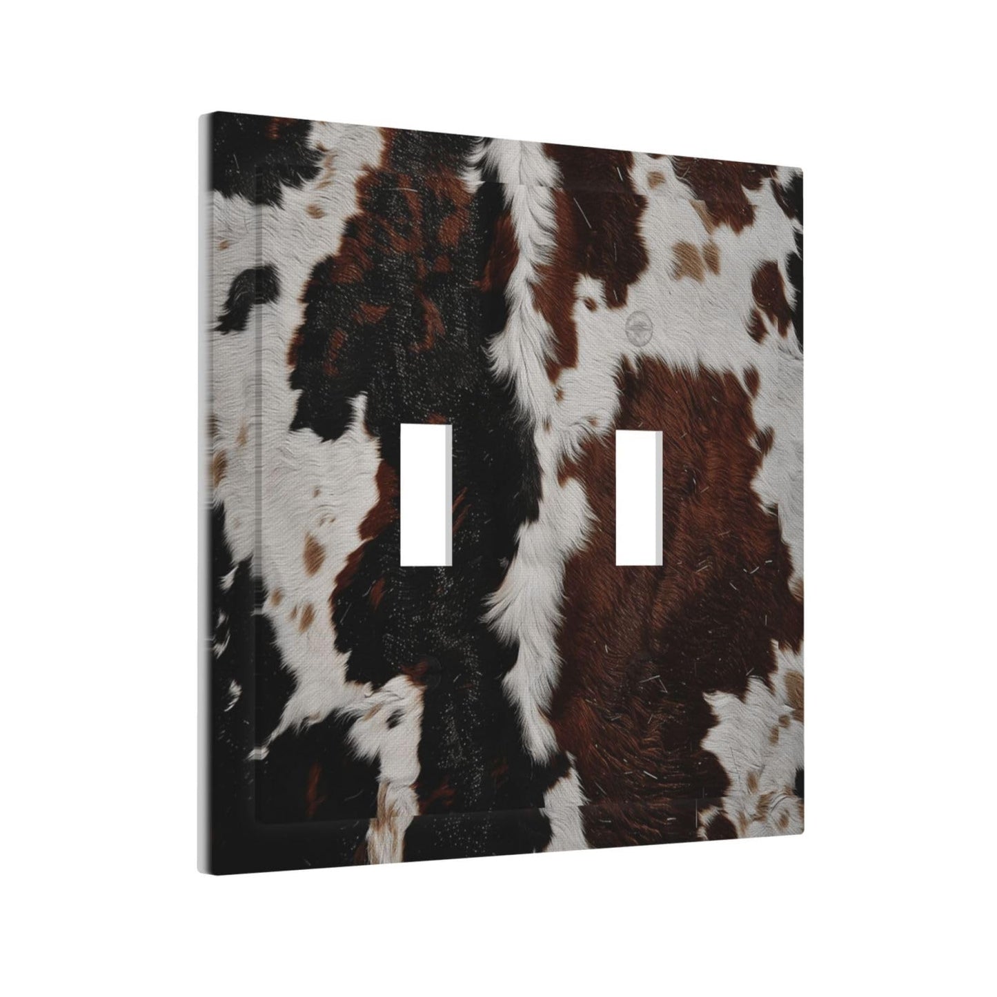 Cowhide Print Abstract Animal Fur Rustic Decorative Switch Plates 2 Gang Double Toggle Outlet Light Switch Cover Wall Plate Electrical Faceplate for Farmhouse Home Decor