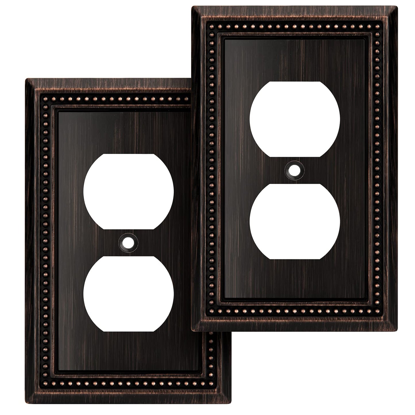 Henne Bery Sunken Pearls Heavy Duty Decorative Wall Plate Switch Plate Outlet Cover (Single Duplex, 2 Pack, Aged Bronze)