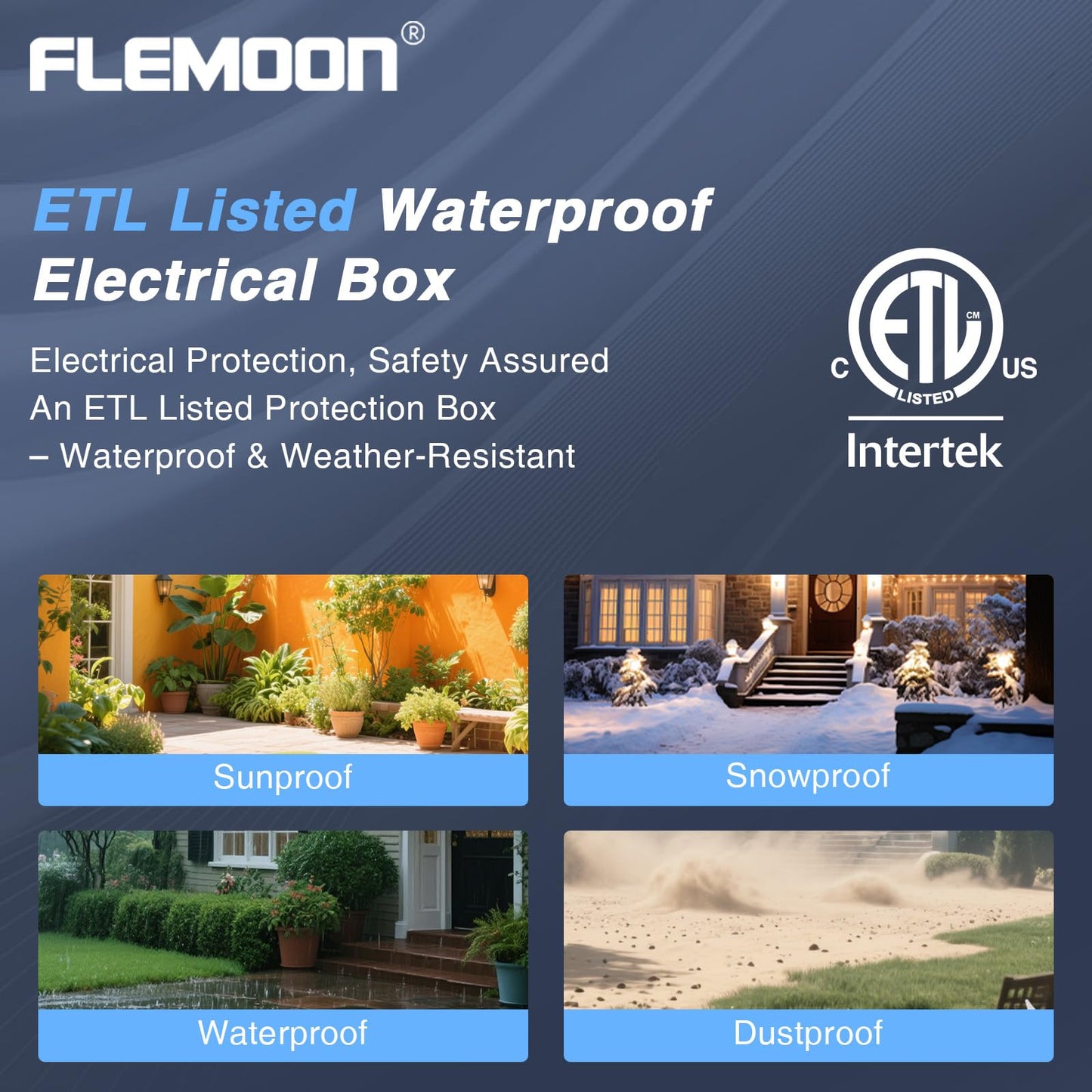 Flemoon 2-Piece Outdoor Waterproof Electrical Box Set – 12.5" x 8.5" x 5" Large Electrical Box & 11.3" x 4.3" x 3" Extension Cord Cover for Power Strip, Outlet, Holiday Light, Black