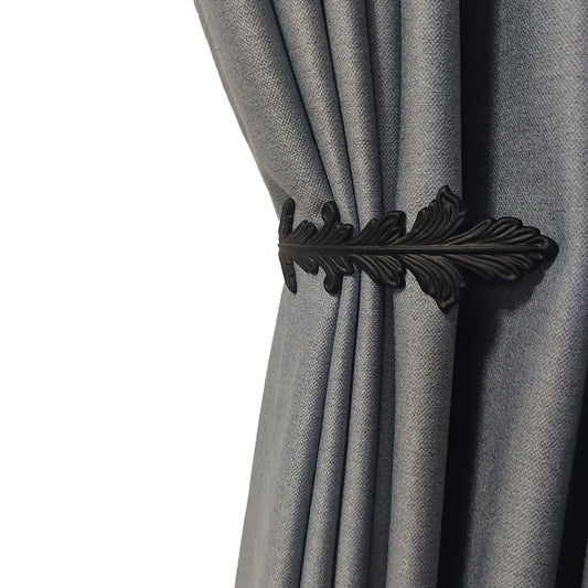 Refila Curtain Holdbacks Vintage Leaf Design Curtain Drapery Tie Back - 2PCS (Black)