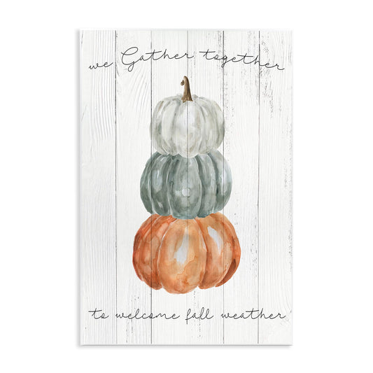 Stupell Industries 'Gather Together Fall Weather Pumpkins ', Wall Plaque Art, 13 x 19 Inches, Easy to Hang and Sturdy, Made in USA, by Livi Finn