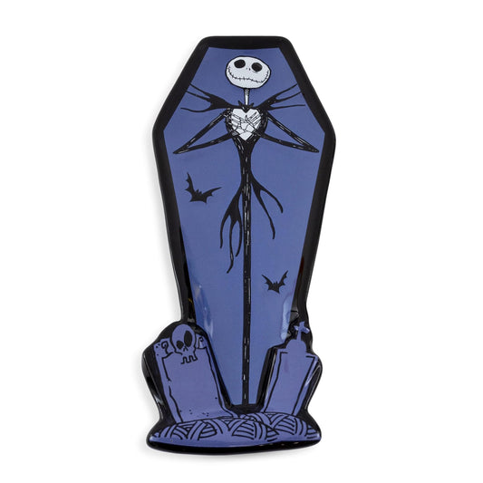 Silver Buffalo Disney Tim Burton's The Nightmare Before Christmas Featuring Jack Skellington Pumpkin King Coffin Shaped Sculpted Ceramic Spoon Rest