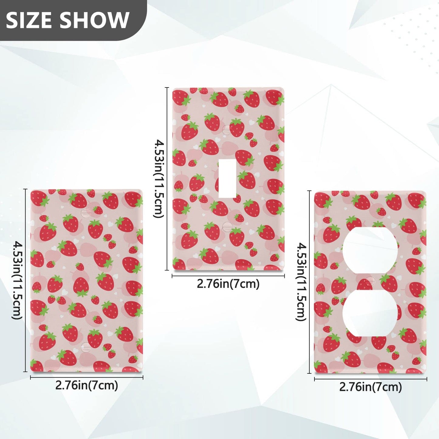 xigua Duplex Outlets Wall Plate Cover, Unbreakable Cute Kawaii Strawberry Electrical Plug Cover, Decorative Cover Standard Size 2 Gang 4.53" x 2.76" Screws Included - 1 Pack