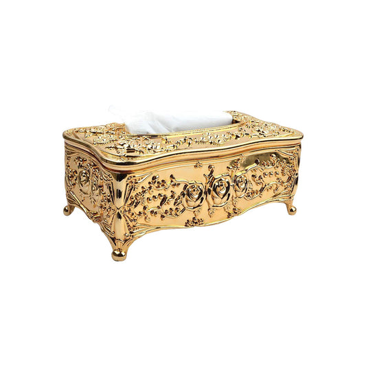Luxurious Rose Tissue Box Holder, Stylish Bling Acrylic Tissue Box Cover for Bathroom Vanity Countertops, Bedroom Dressers, Night Stands, Desks & Tables (Gold)
