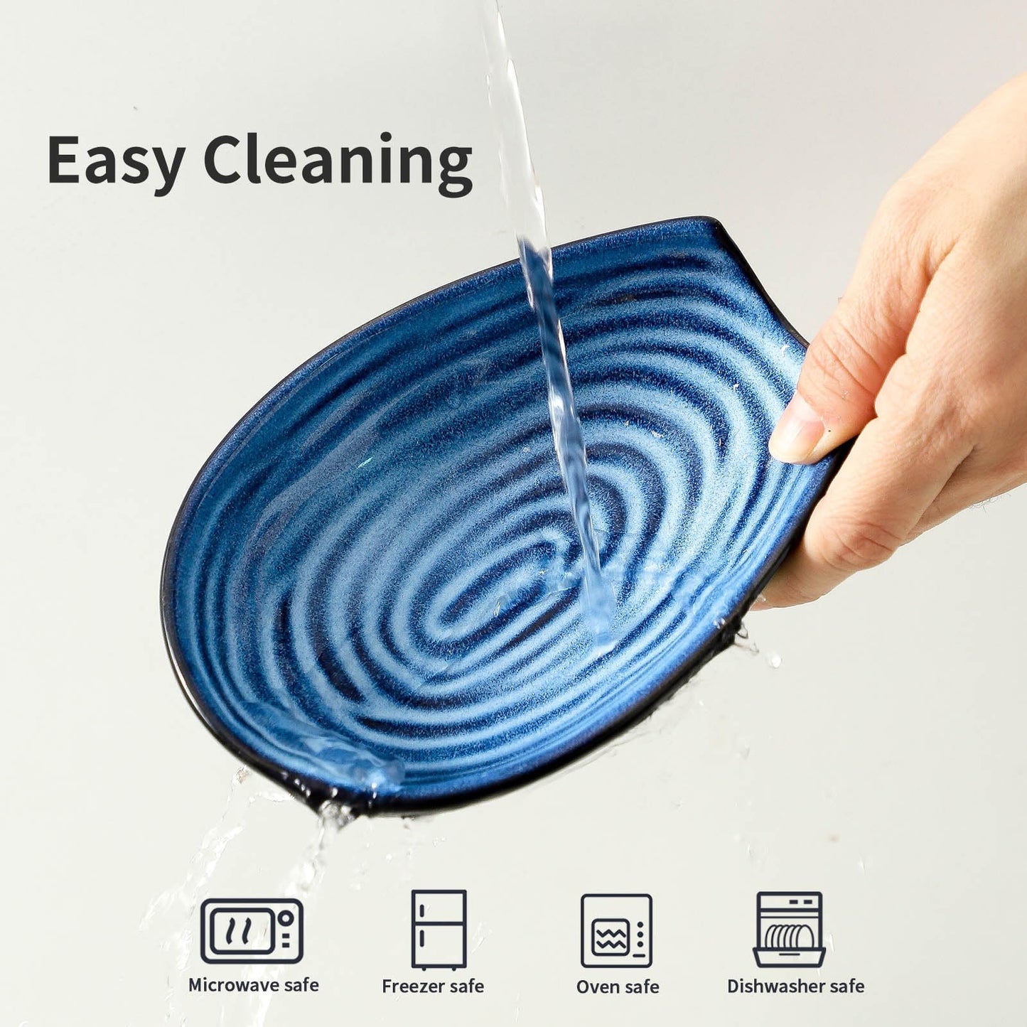 Hasense Ceramic Spoon Rest for Kitchen Counter, 5.7 Inch Blue Porcelain Spoon Holder Farmhouse Cooking and Coffee Spoon Rest for Stove Top, 1 PC