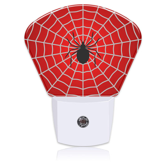 Uiaoiais Black Spider Night Light for Kids, White Spider Web LED Night Light Plug into Wall with Dusk to Dawn Sensor for Girls Boys Women Men Room, Hallway, Kitchen, Bathroom, Stairs Decor