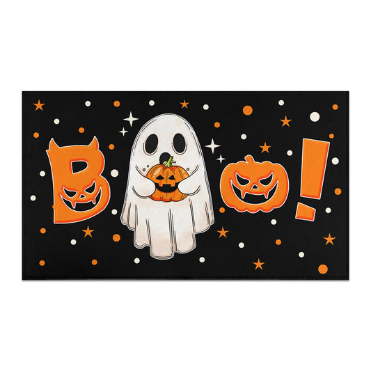 Halloween Door Mat Outdoor for Front Door, Boo Halloween Welcome Doormat Non-Slip Washable Halloween Decorations for Home Spooky Ghost Entrance Rug for Indoor Outdoor 17 x 30 Inch