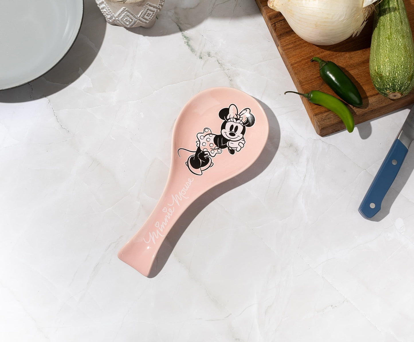 Disney Minnie Mouse Ceramic Spoon Rest Holder | Kitchen Organizer for Utensils to Keep Countertop Clean Multicolor