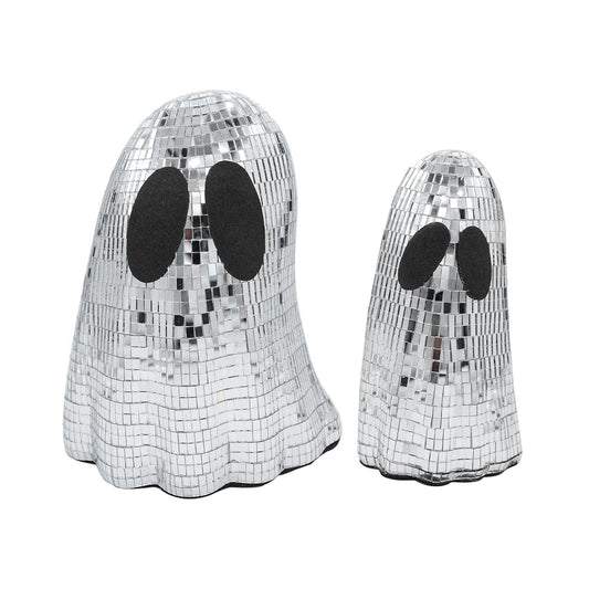2 Pcs Halloween Disco Ghost Decor Ghost Disco Ball Table Decoration Indoor Glitter Sign Halloween Tiered Tray Decor for Props Home Tabletop Decorations