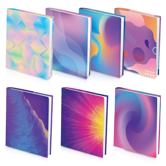 Feela 7 Pack Neon Pattern Jumbo Fabric Book Covers, Washable Durable Reusable Nylon, Stretchable for Hardcover Textbooks & Notebooks up to 9'x11'