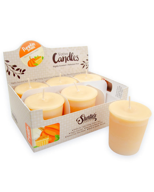 Pumpkin Souffle Soy Votive Candles - Scented with Natural Fragrance Oils - 6 Beige Natural Votive Candle Refills - Bakery & Food Collection
