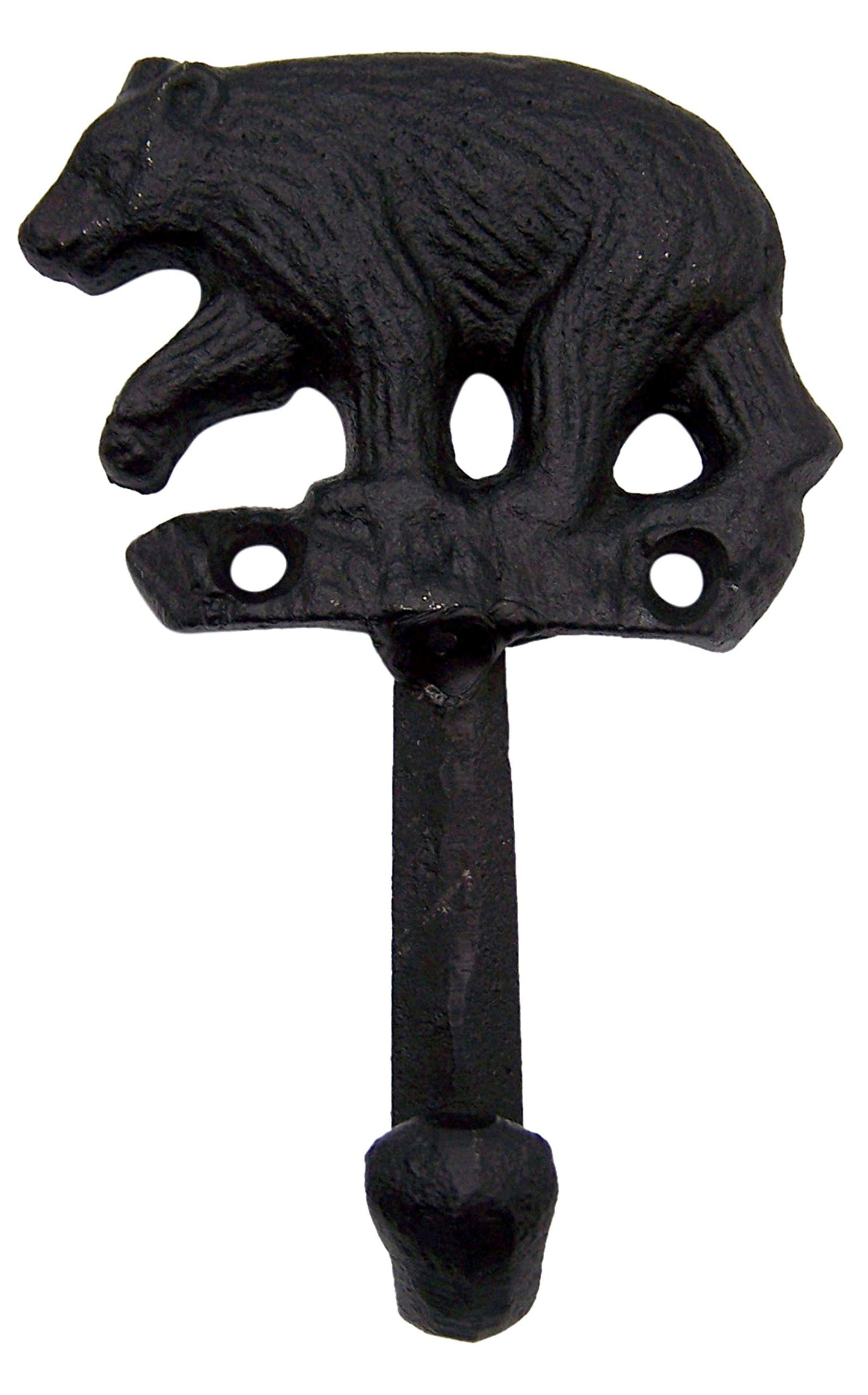 Wowser Rustic Black Bear Cast Iron Wall Hooks, Set of 3, 5 Inches