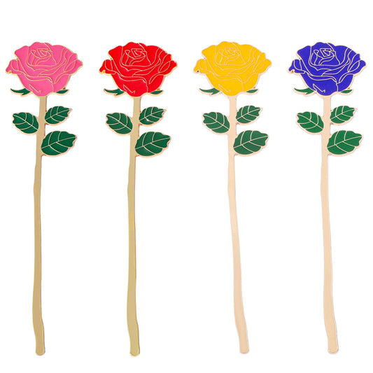 Rose Metal Bookmark Gift - an Elegant Floral Bookmark, a Durable and Stylish Reading Accessory. A Graceful Gift for Readers and Teachers, Perfect for Valentine's Day, Mother's Day (Rose 4pcs)